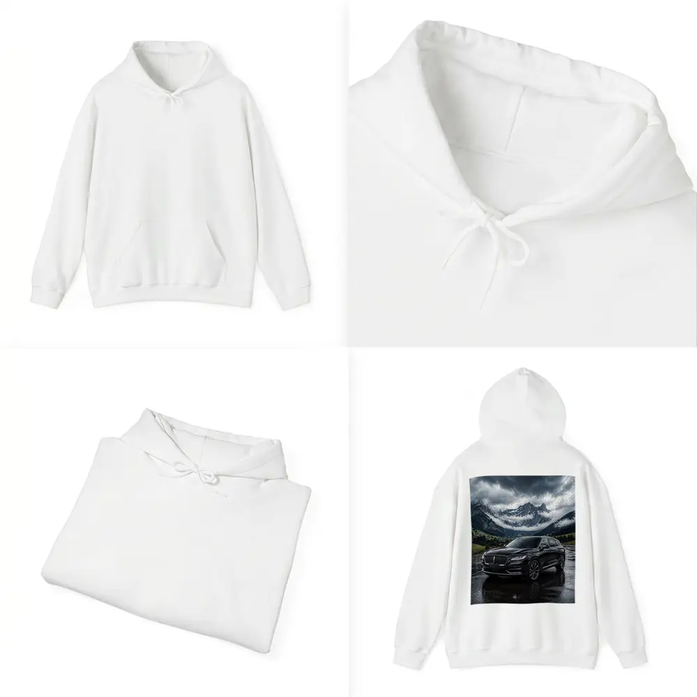 Lincoln Nautilus Black SUV Stormy Mountain Scene – Hoodies