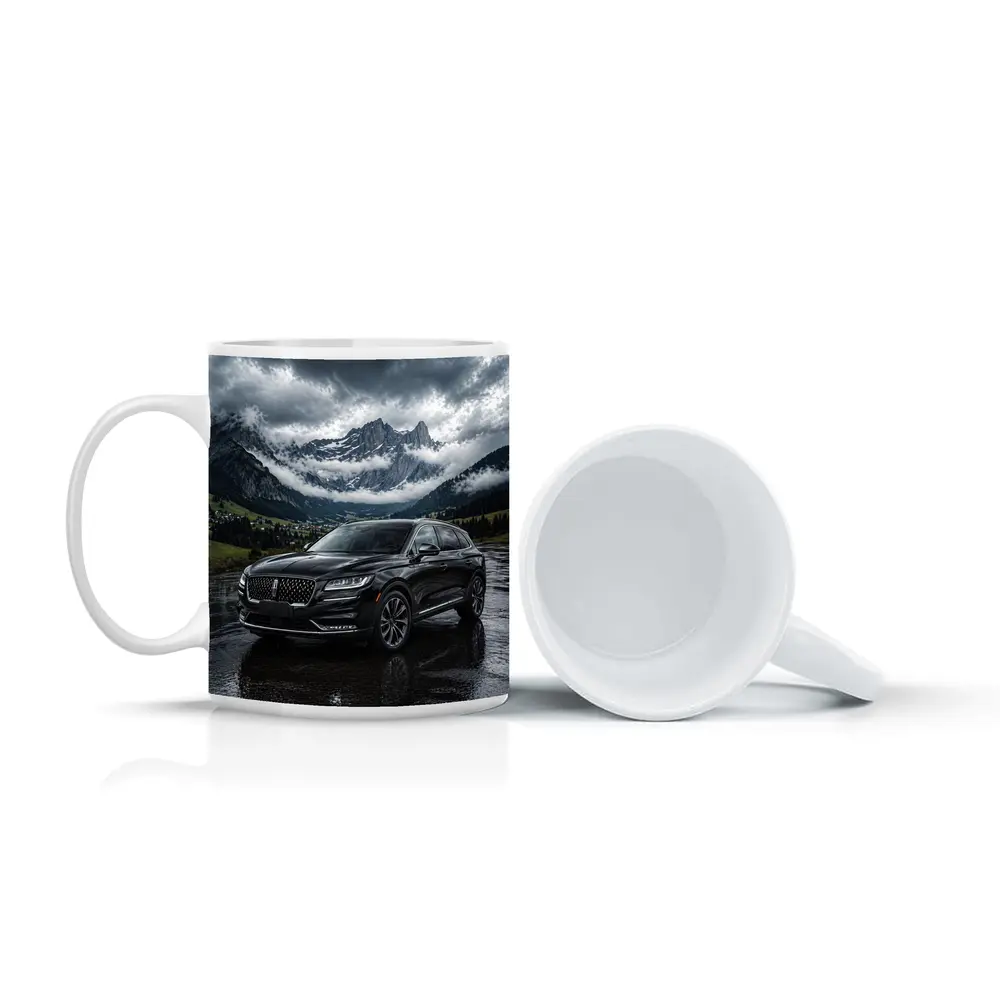 Lincoln Nautilus Black SUV Stormy Mountain Scene – Mugs