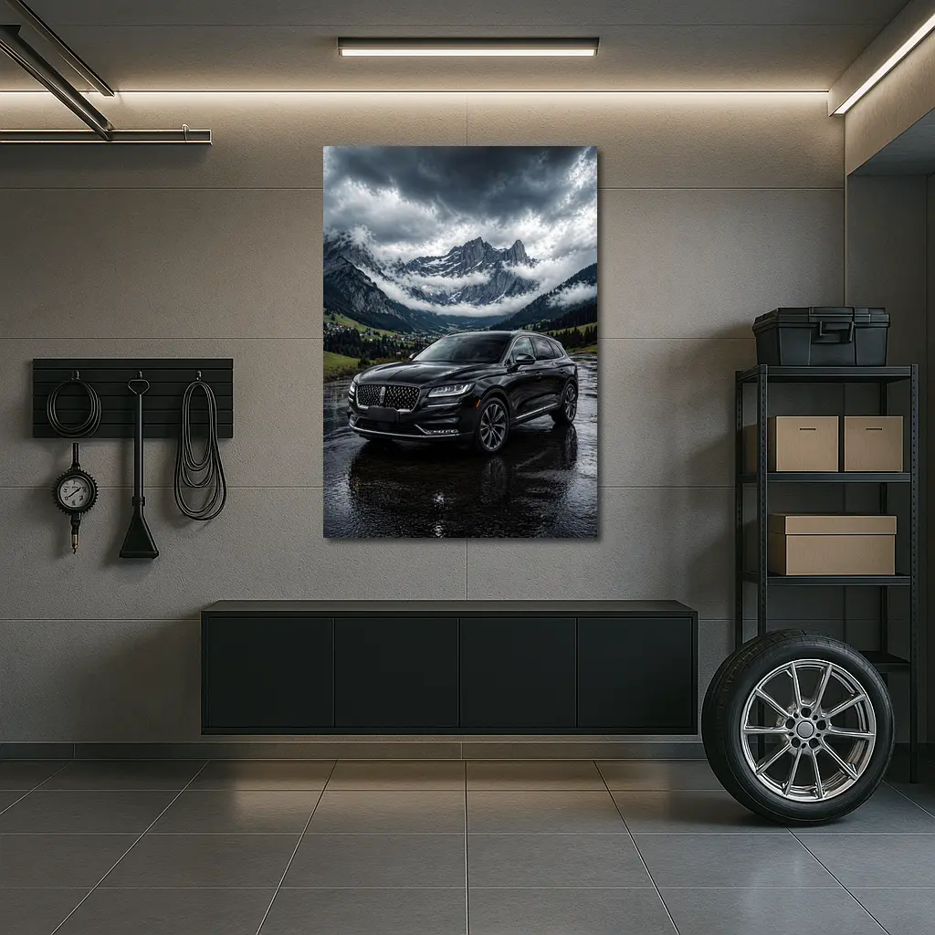 Lincoln Nautilus Black SUV Stormy Mountain Scene – Wall Art