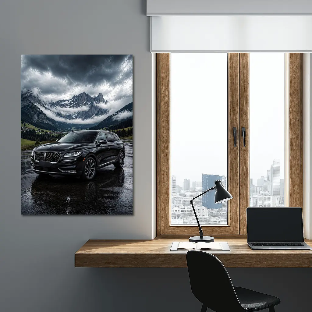 Lincoln Nautilus Black SUV Stormy Mountain Scene – Wall Art
