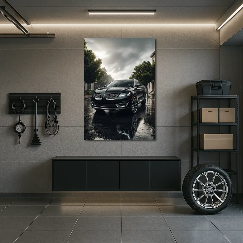 Lincoln MKZ Dark Rainy Street Scene – Wall Art