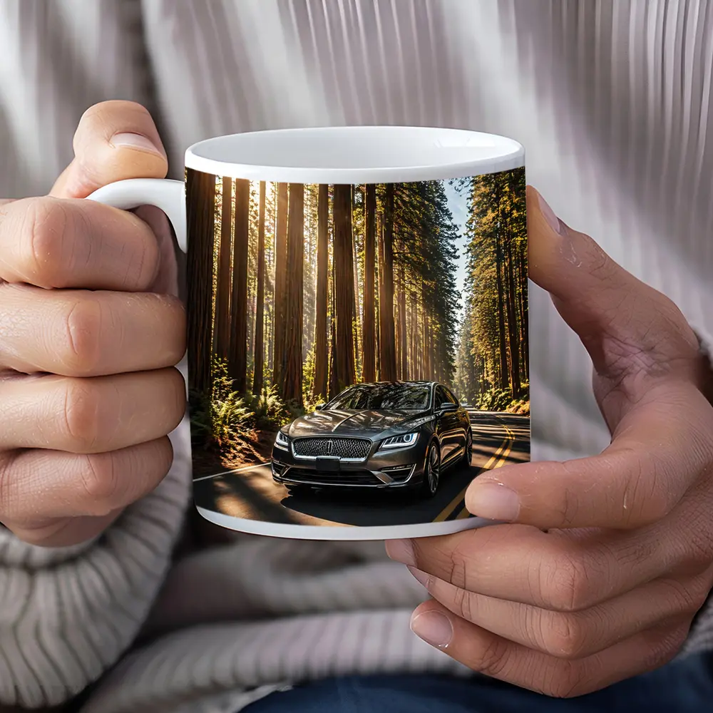 Lincoln MKZ Driving Through Redwood Forest Road – Mugs