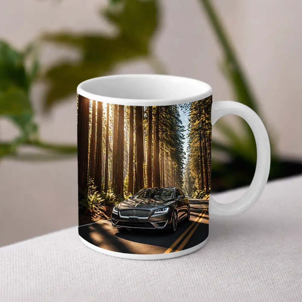Lincoln MKZ Driving Through Redwood Forest Road – Mugs