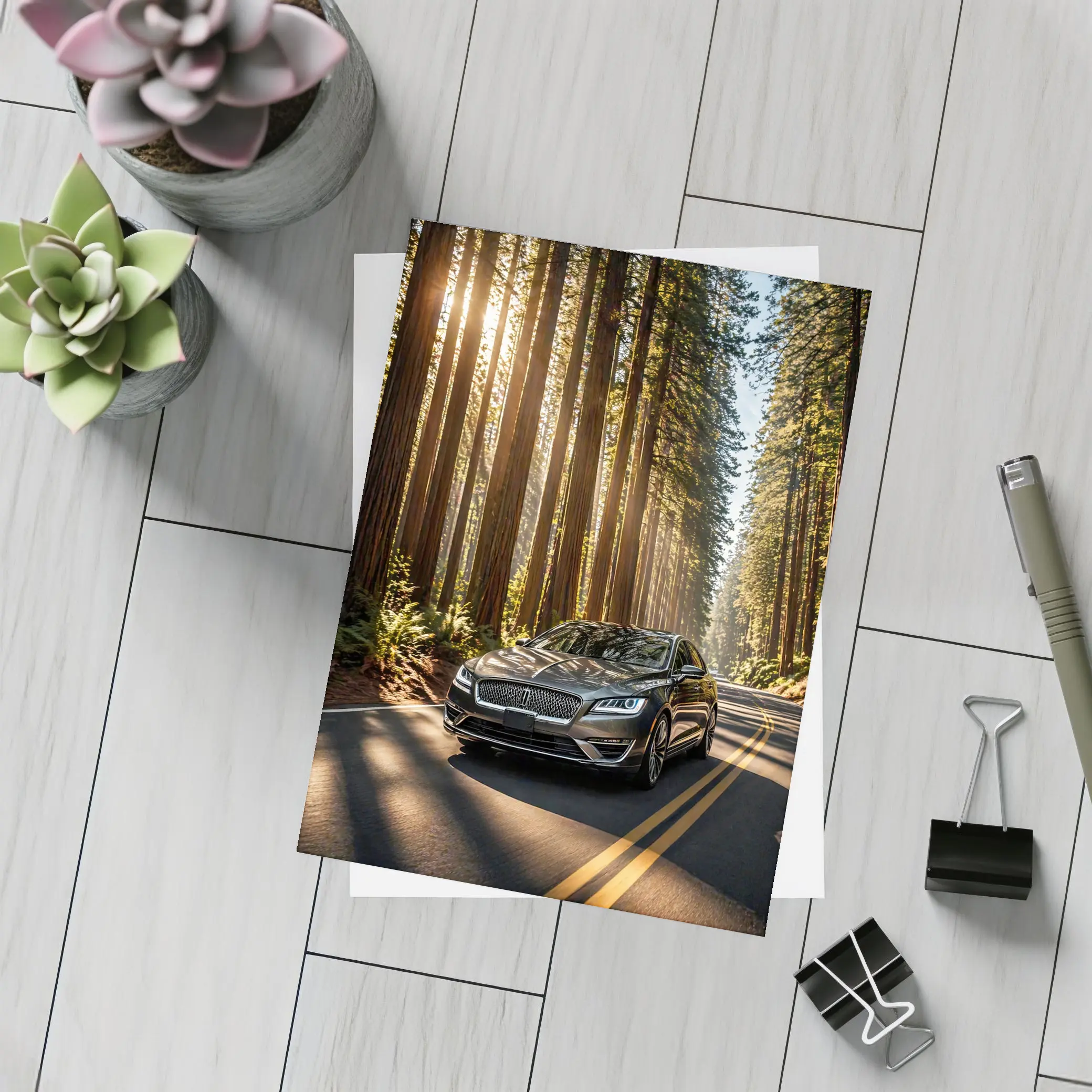 Lincoln MKZ Driving Through Redwood Forest Road – Postcards