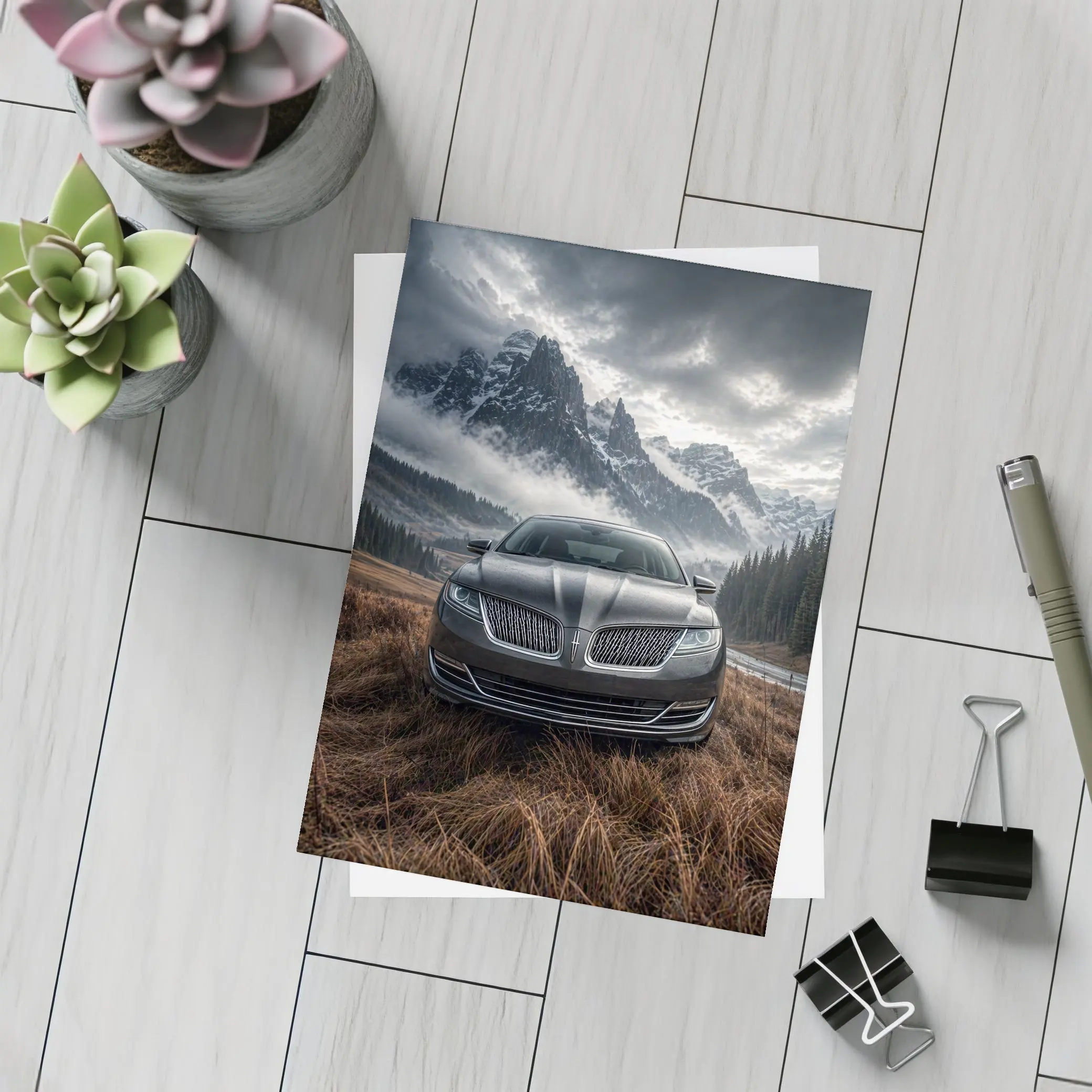 Lincoln MKZ Sedan Misty Mountain Backdrop – Postcards