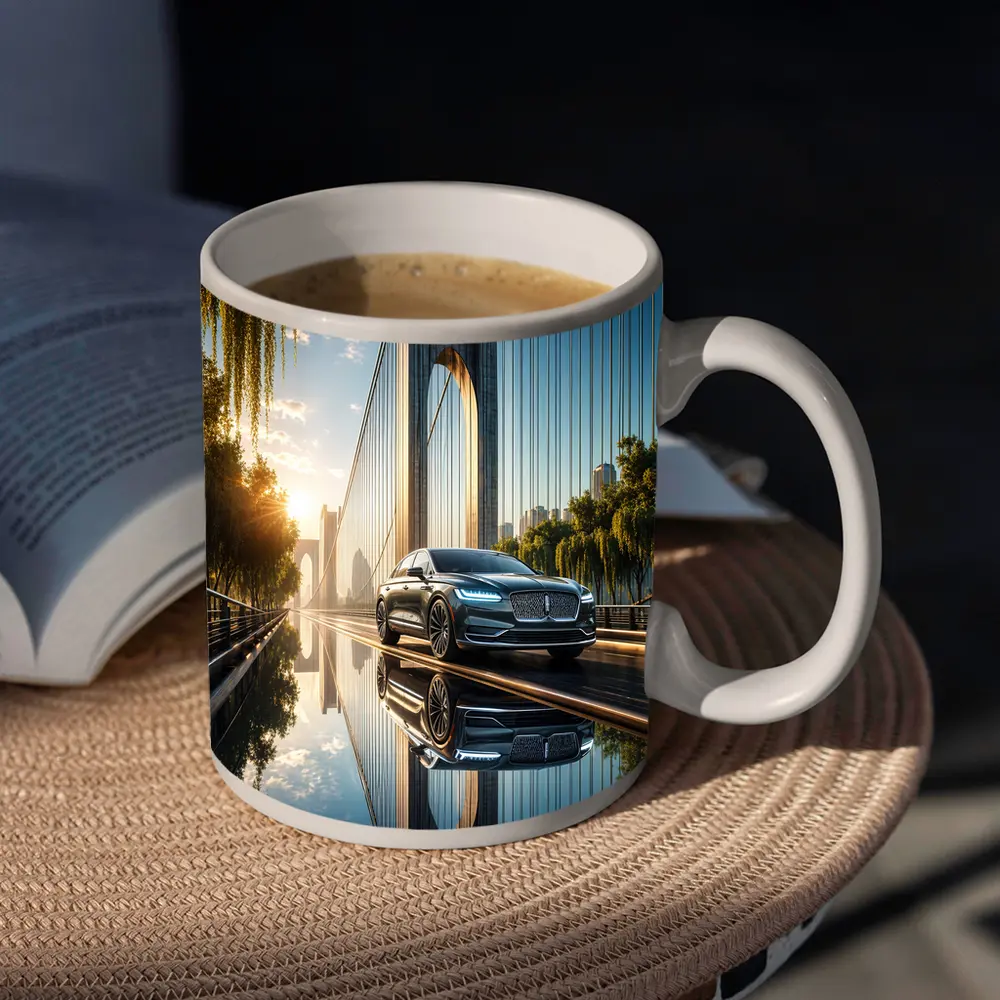 Lincoln Nautilus Luxury Sedan On Bridge – Mugs