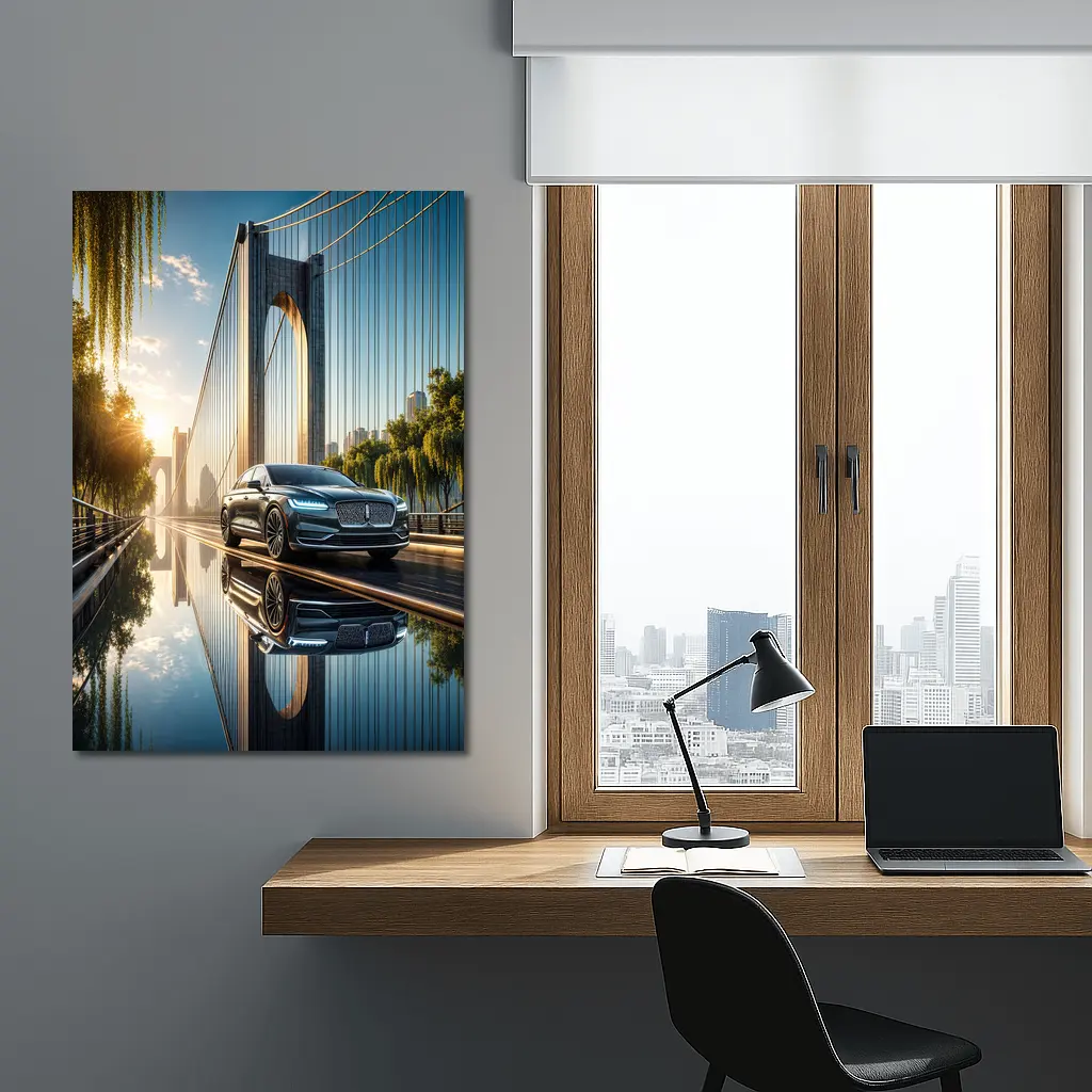 Lincoln Nautilus Luxury Sedan On Bridge – Wall Art