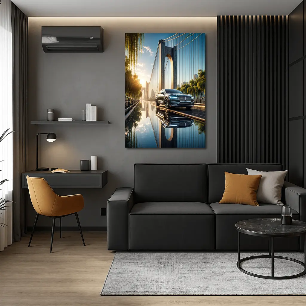 Lincoln Nautilus Luxury Sedan On Bridge – Wall Art