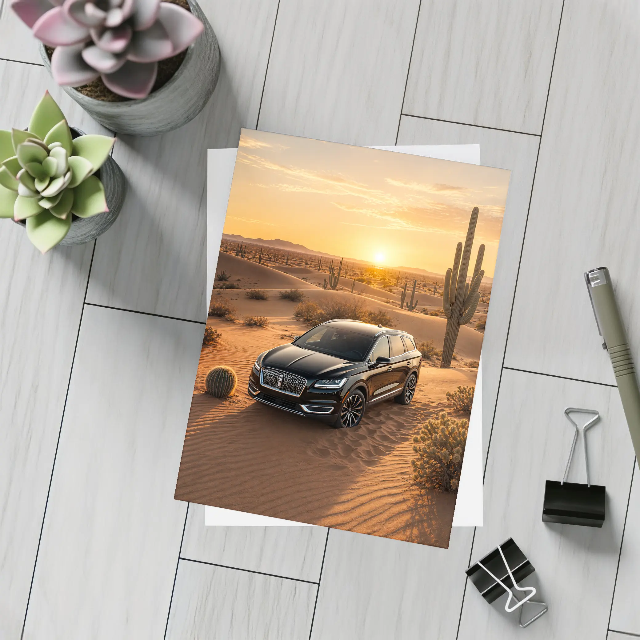 Lincoln Nautilus Black SUV Desert Sunset – Postcards