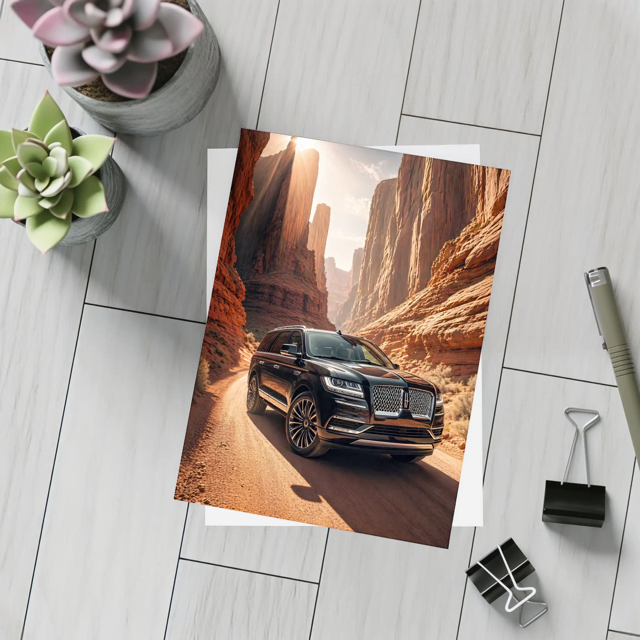 Lincoln Navigator Dark Red Canyon Drive – Postcards