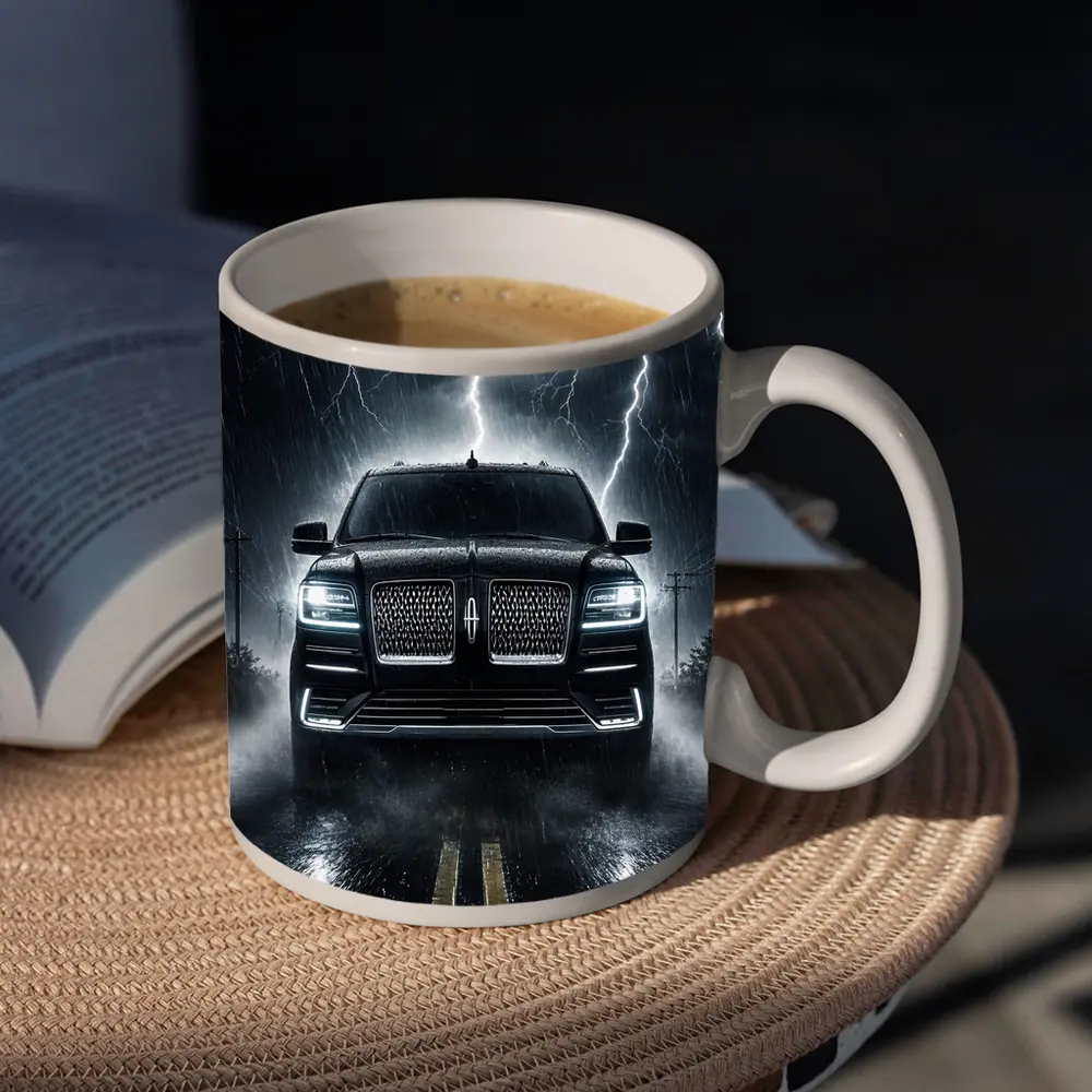 Lincoln Navigator SUV Striking Thunderstorm Night – Mugs