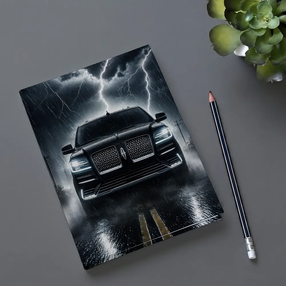 Lincoln Navigator SUV Striking Thunderstorm Night – Notebooks