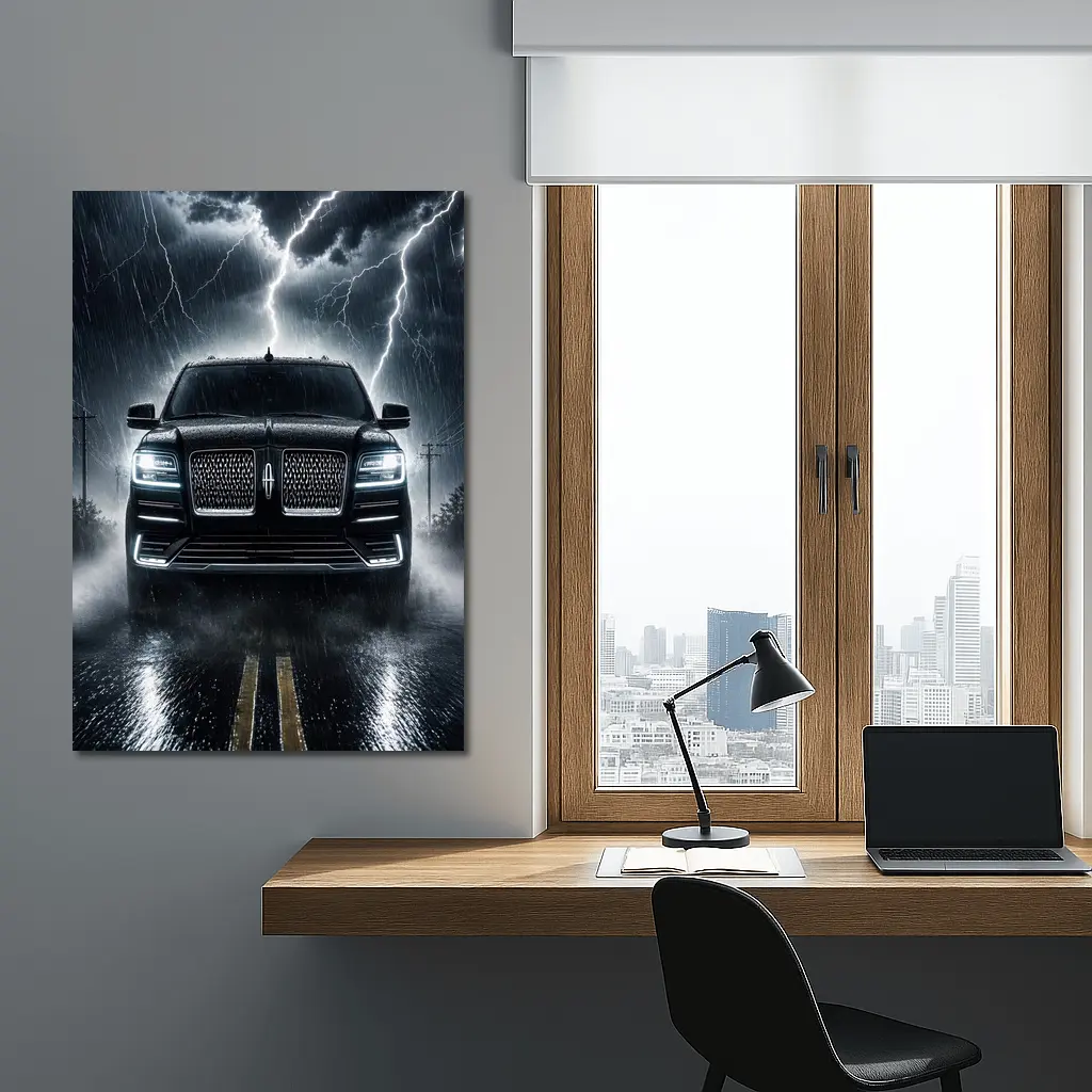 Lincoln Navigator SUV Striking Thunderstorm Night – Wall Art