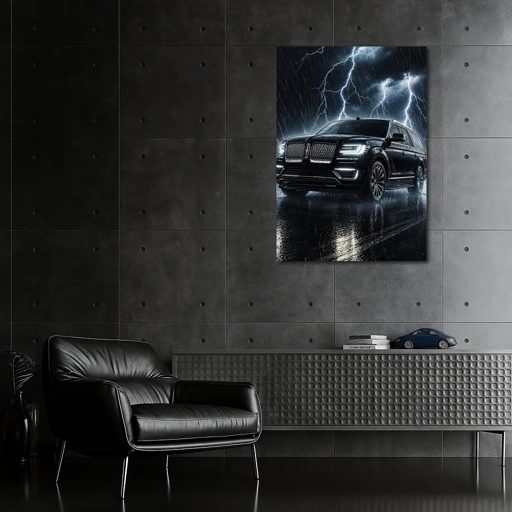 Lincoln Navigator Black SUV Lightning Storm – Wall Art