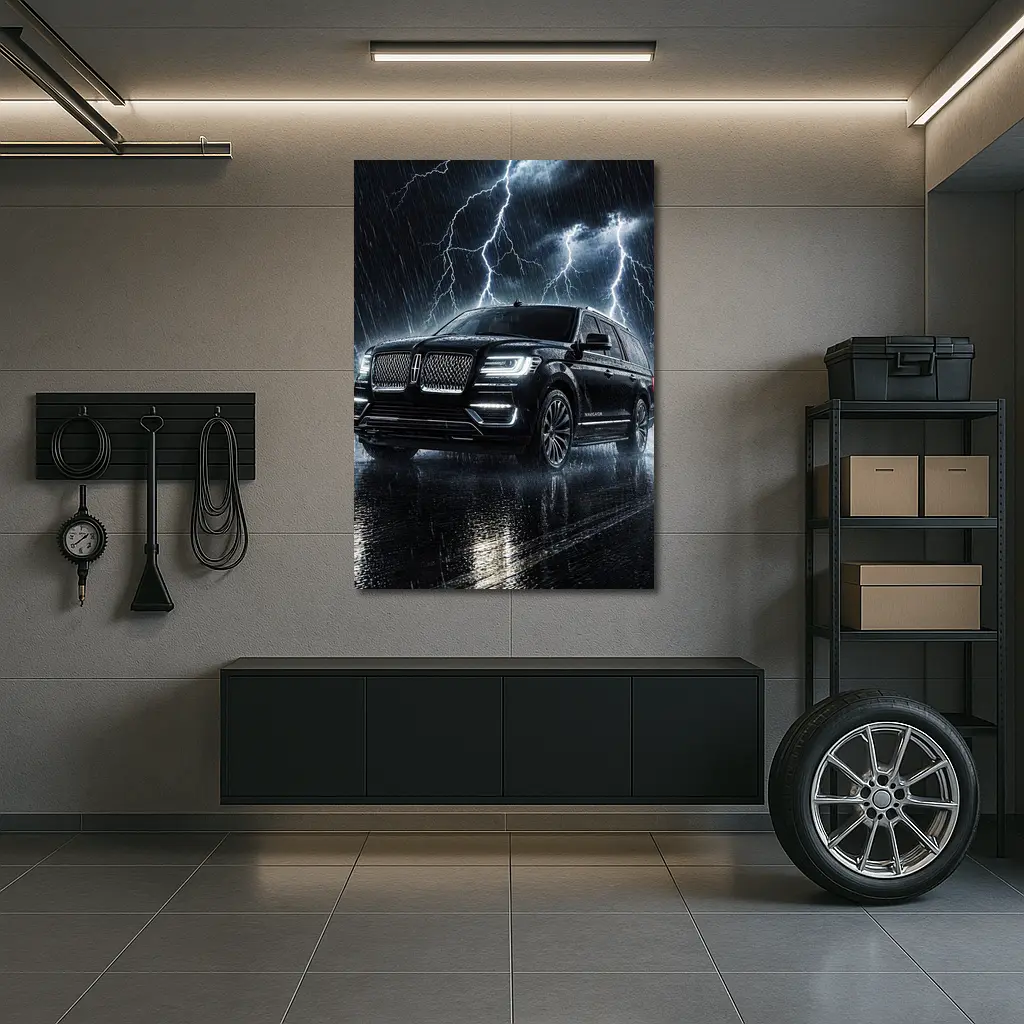 Lincoln Navigator Black SUV Lightning Storm – Wall Art