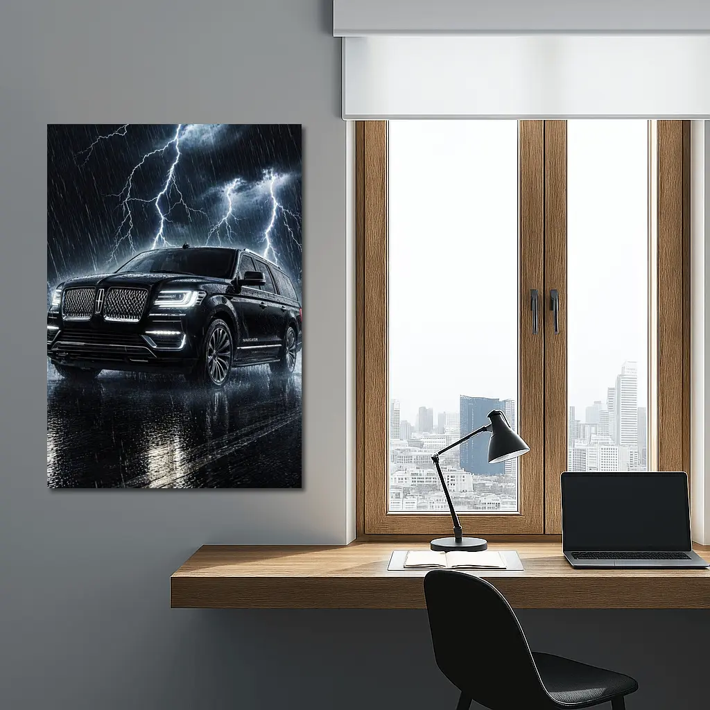 Lincoln Navigator Black SUV Lightning Storm – Wall Art