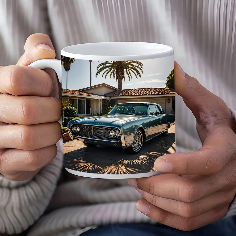Lincoln Continental Classic Car Palm Trees Driveway – Mugs