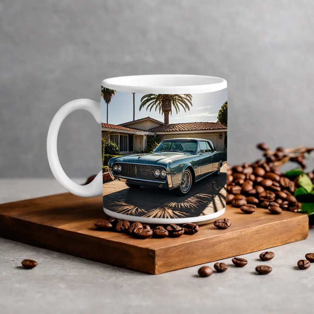 Lincoln Continental Classic Car Palm Trees Driveway – Mugs