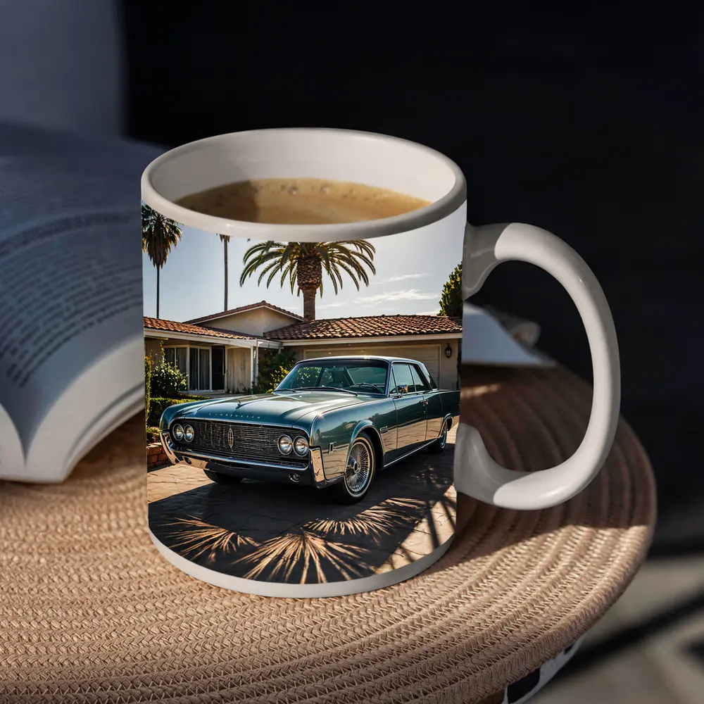 Lincoln Continental Classic Car Palm Trees Driveway – Mugs