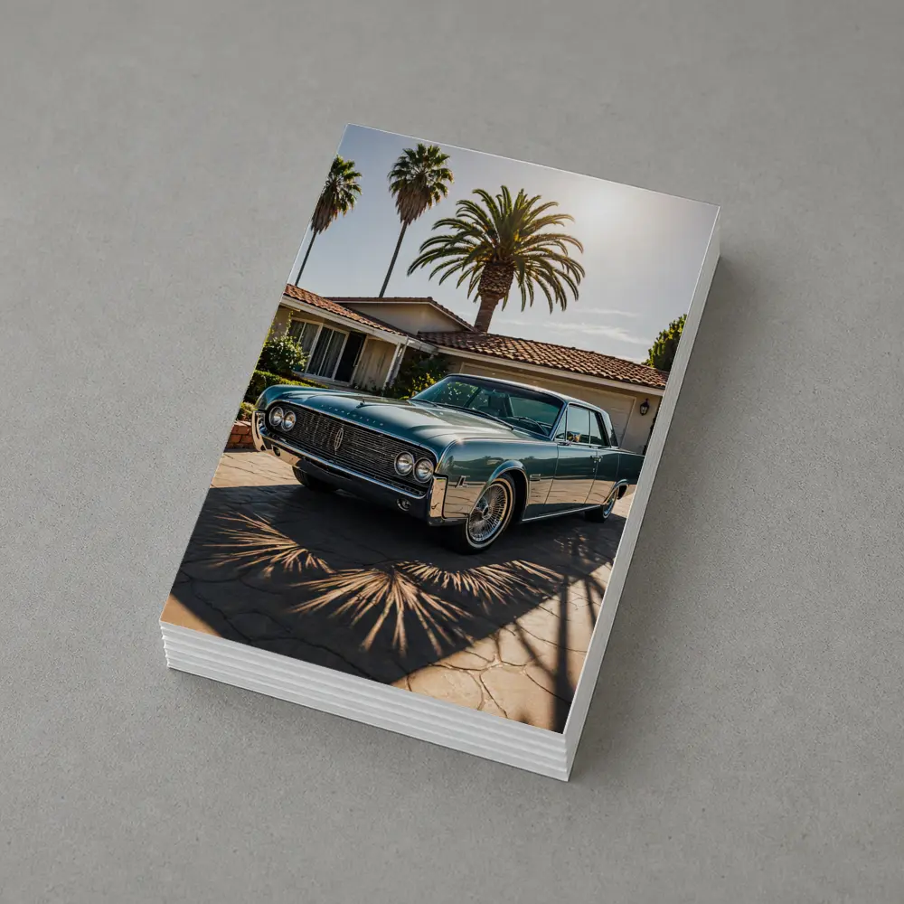 Lincoln Continental Classic Car Palm Trees Driveway – Postcards