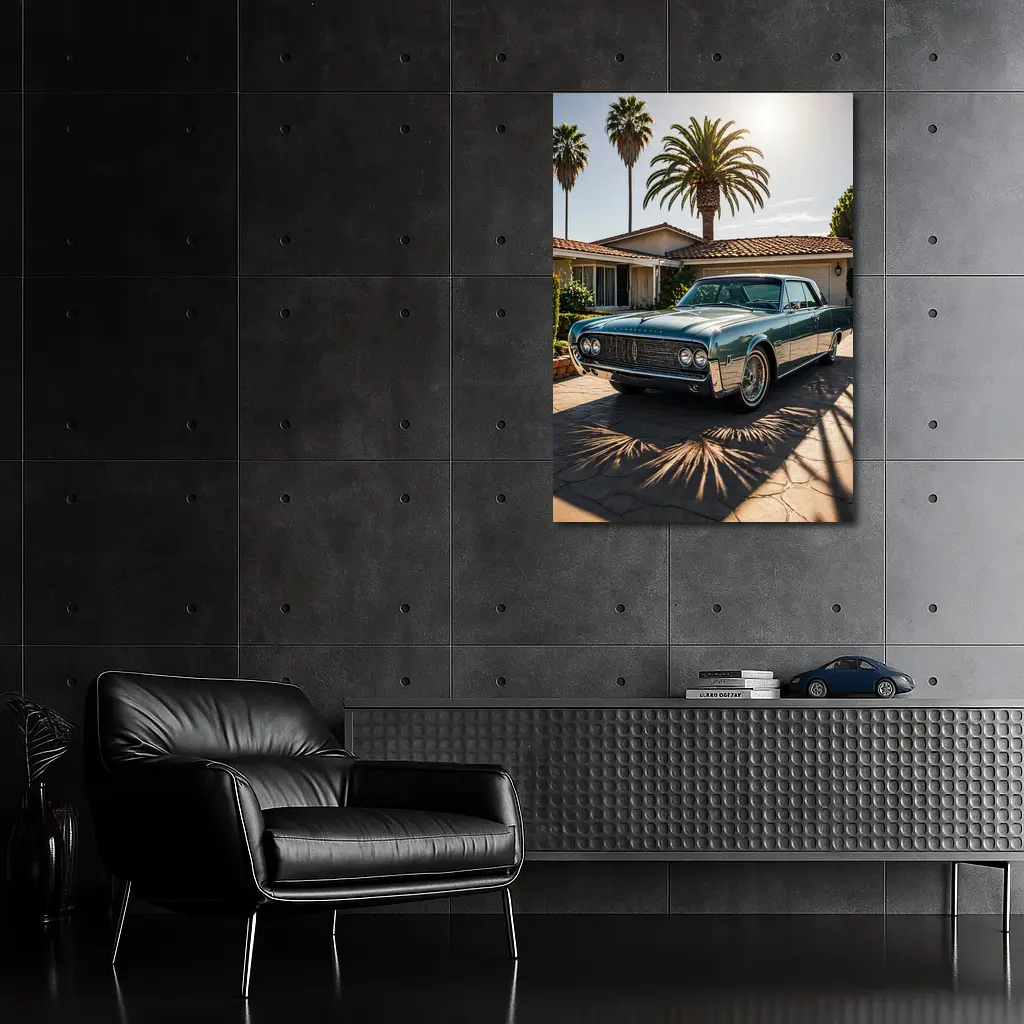 Lincoln Continental Classic Car Palm Trees Driveway – Wall Art