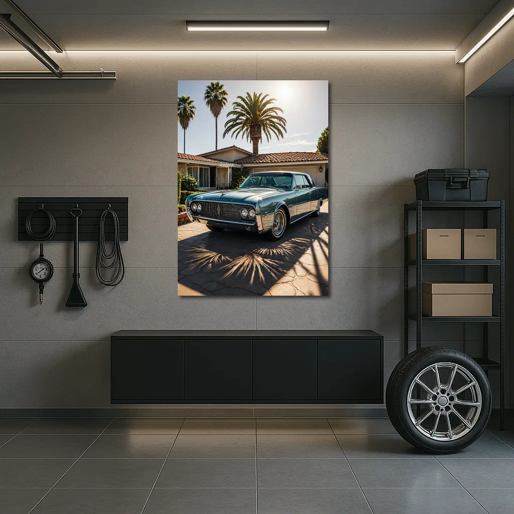 Lincoln Continental Classic Car Palm Trees Driveway – Wall Art