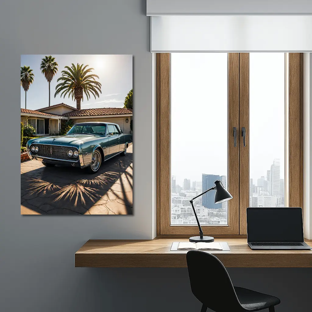 Lincoln Continental Classic Car Palm Trees Driveway – Wall Art