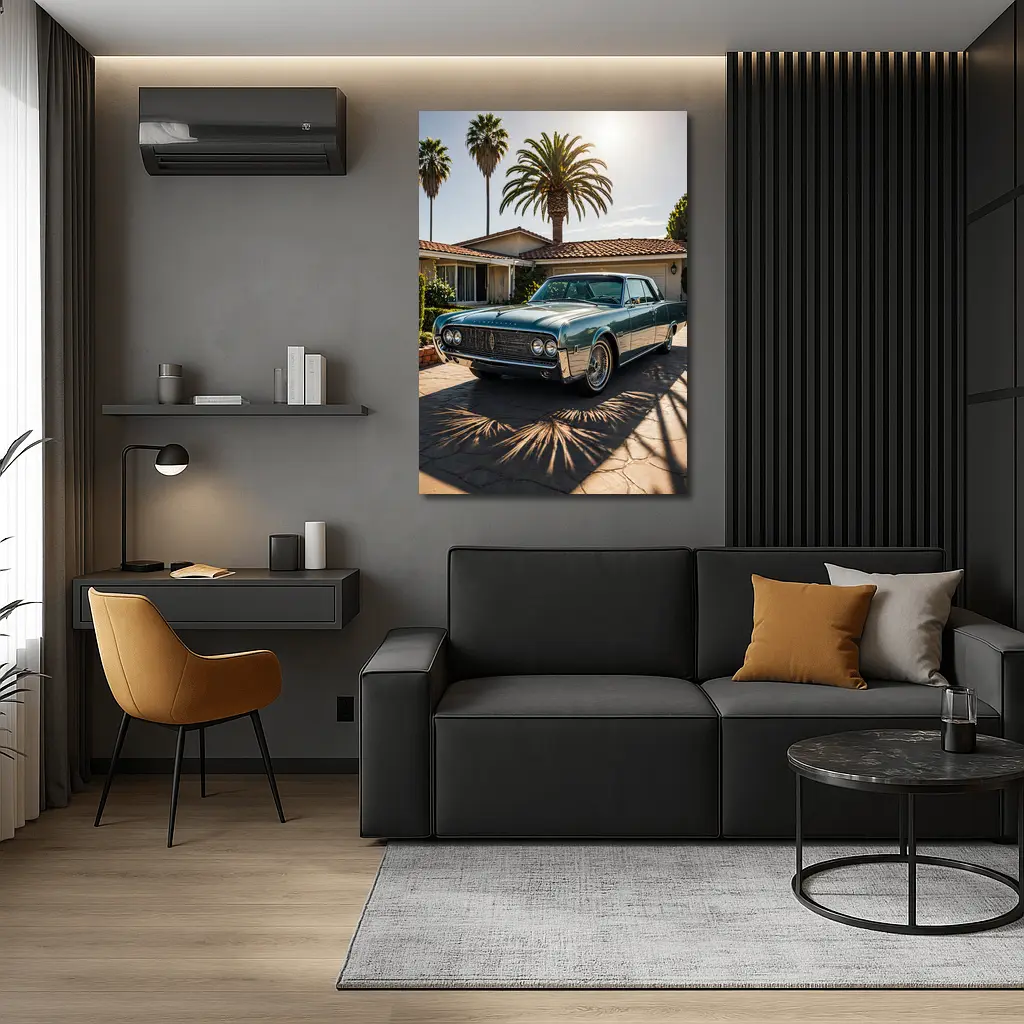 Lincoln Continental Classic Car Palm Trees Driveway – Wall Art