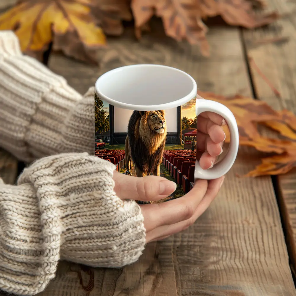 Lion With Suitcase At Outdoor Cinema – Mugs
