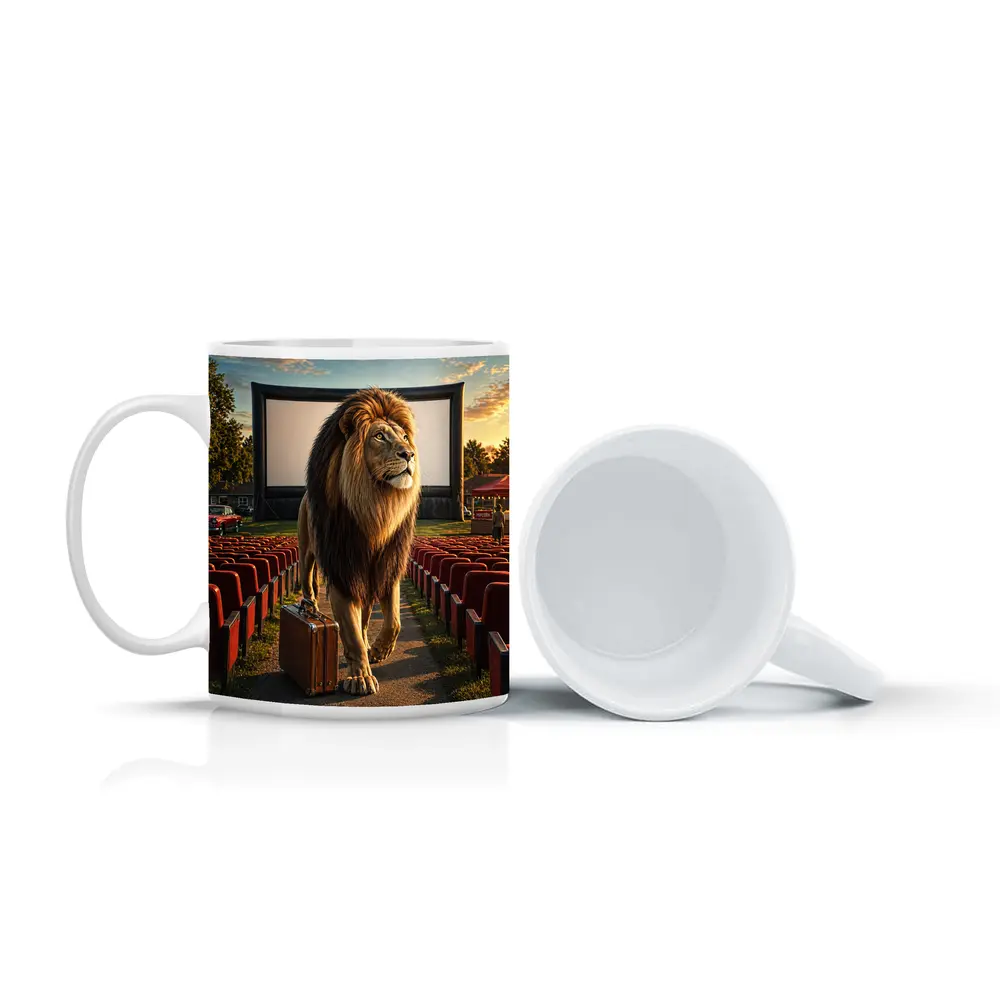 Lion With Suitcase At Outdoor Cinema – Mugs