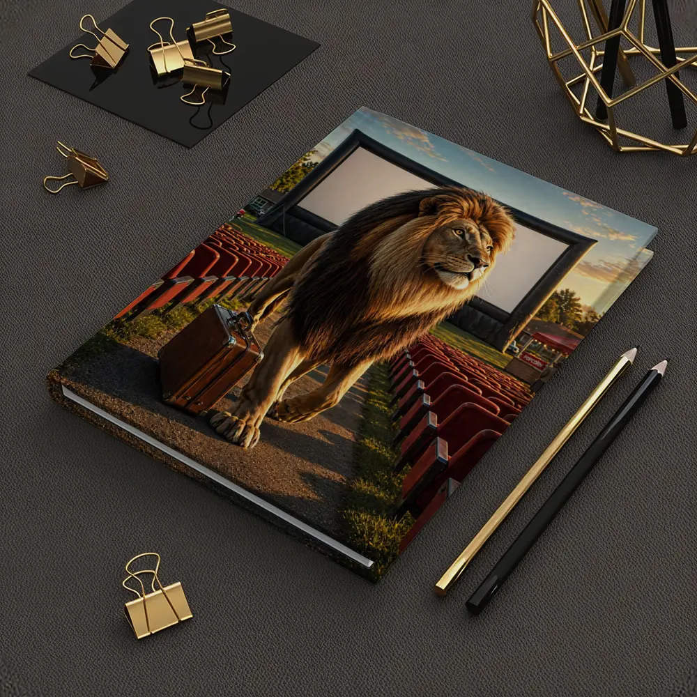 Lion With Suitcase At Outdoor Cinema – Notebooks