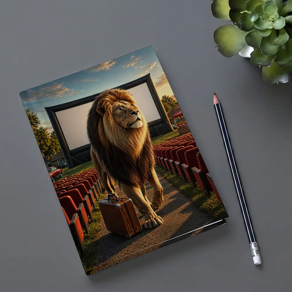 Lion With Suitcase At Outdoor Cinema – Notebooks