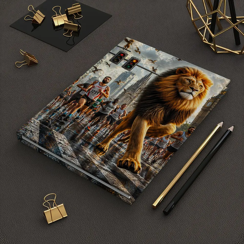 Lion Leading City Marathon Race Urban Street – Notebooks