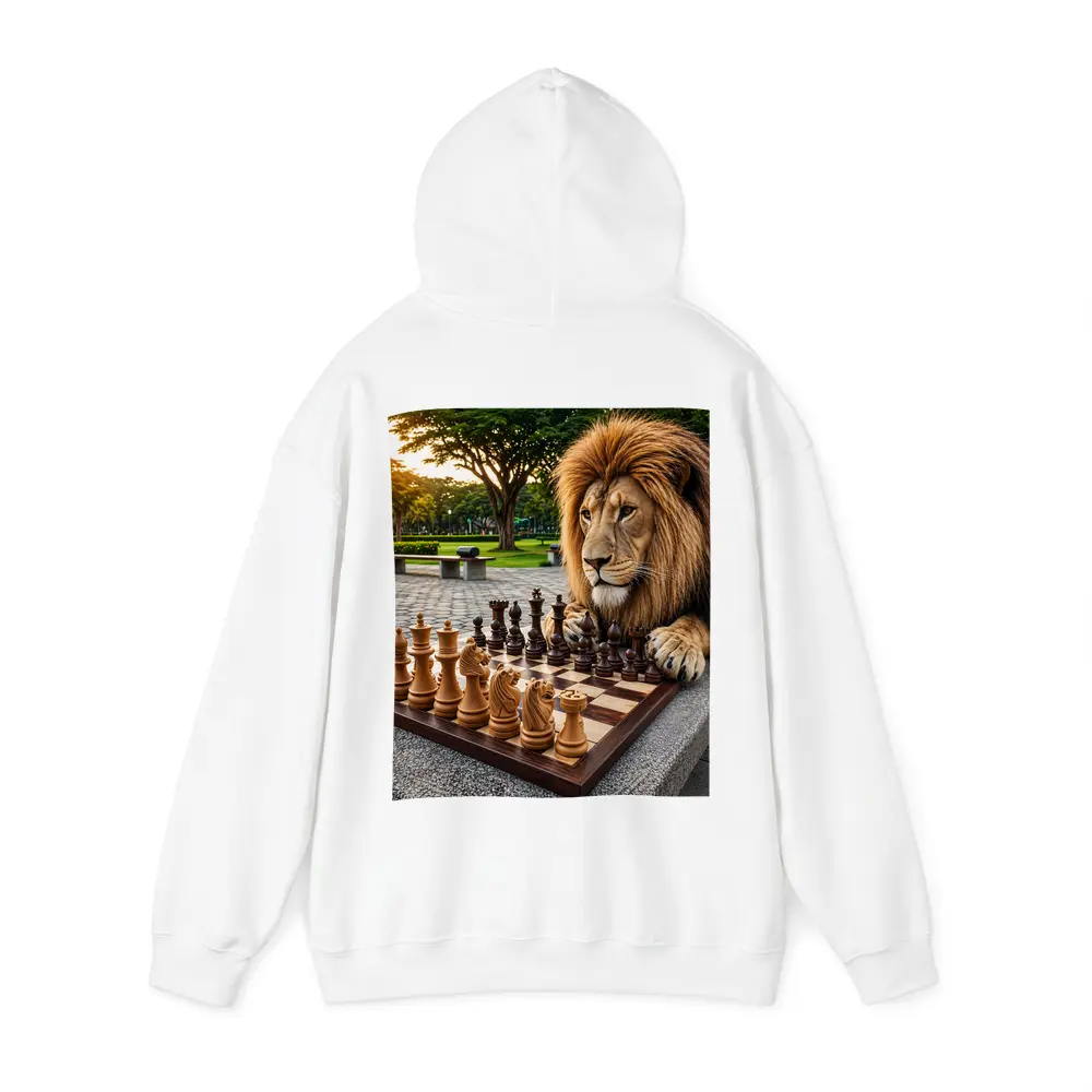 Lion Playing Chess In Park – Hoodies