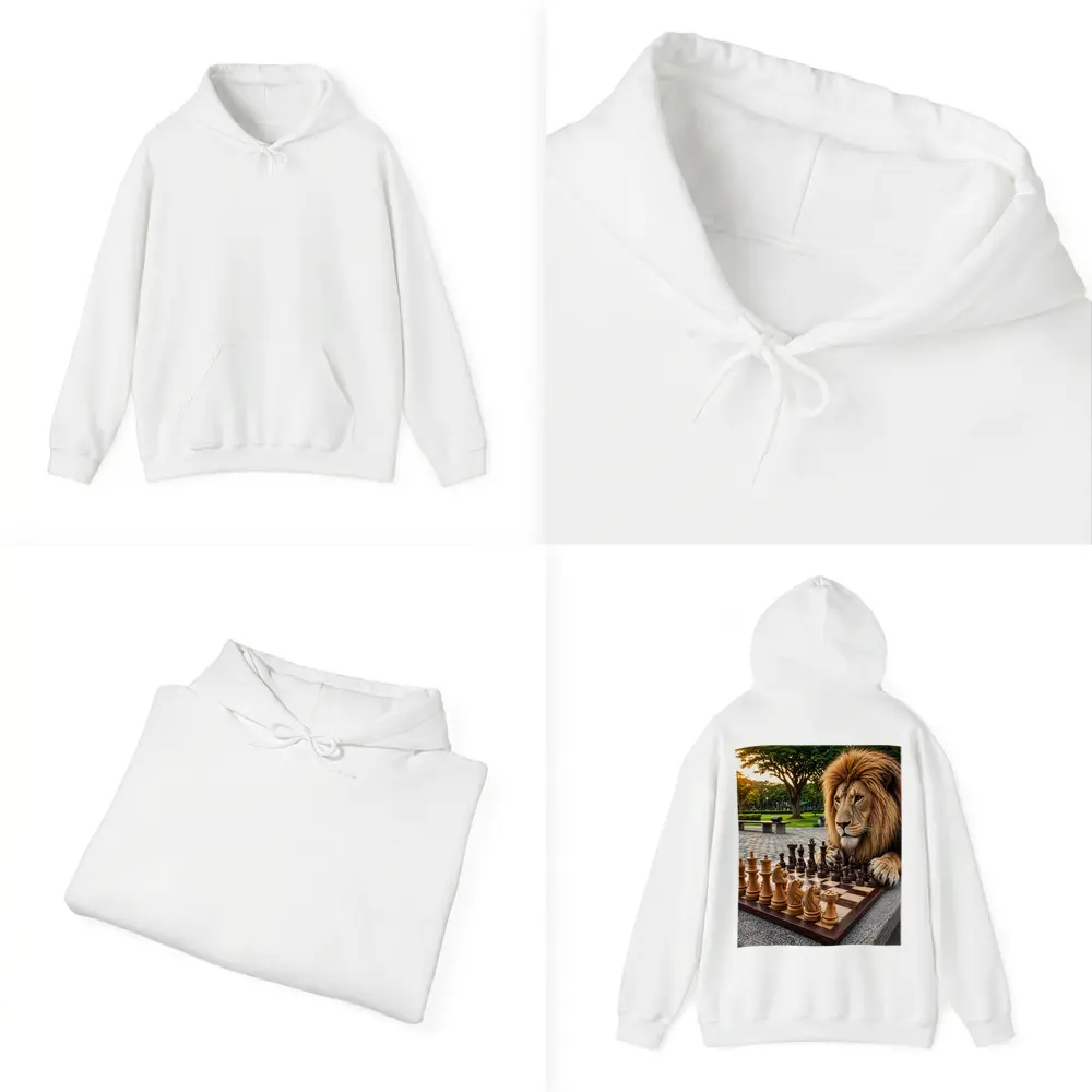 Lion Playing Chess In Park – Hoodies