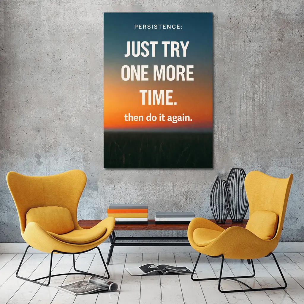 Persistence Quote Sunset Sky Motivational Art – Wall Art