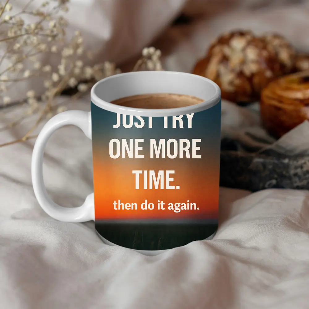 Persistence Quote Sunset Sky Motivational Art – Mugs