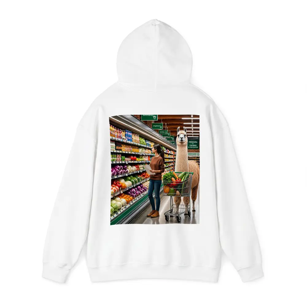 Llama Shopping Cart Grocery Store Aisle – Hoodies