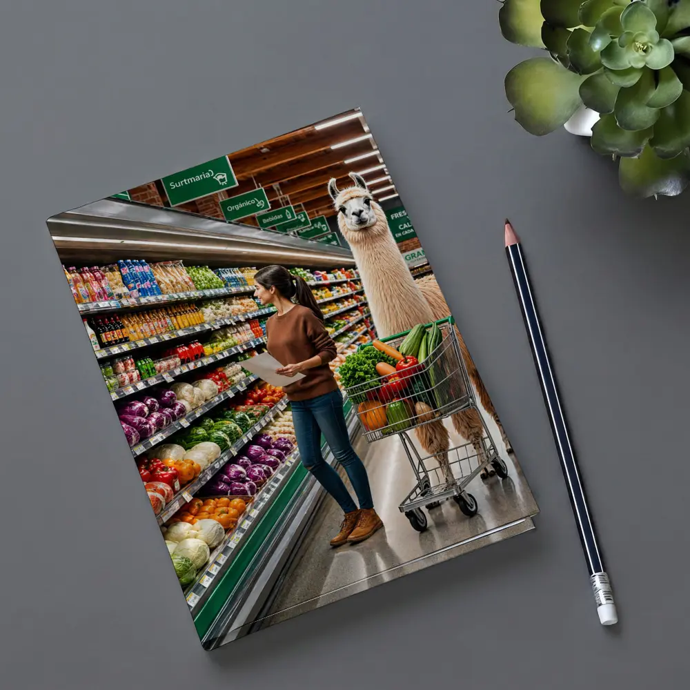 Llama Shopping Cart Grocery Store Aisle – Notebooks