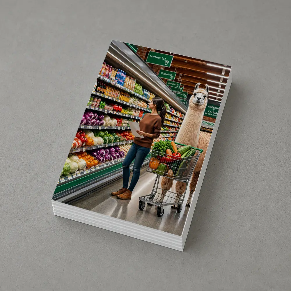 Llama Shopping Cart Grocery Store Aisle – Postcards