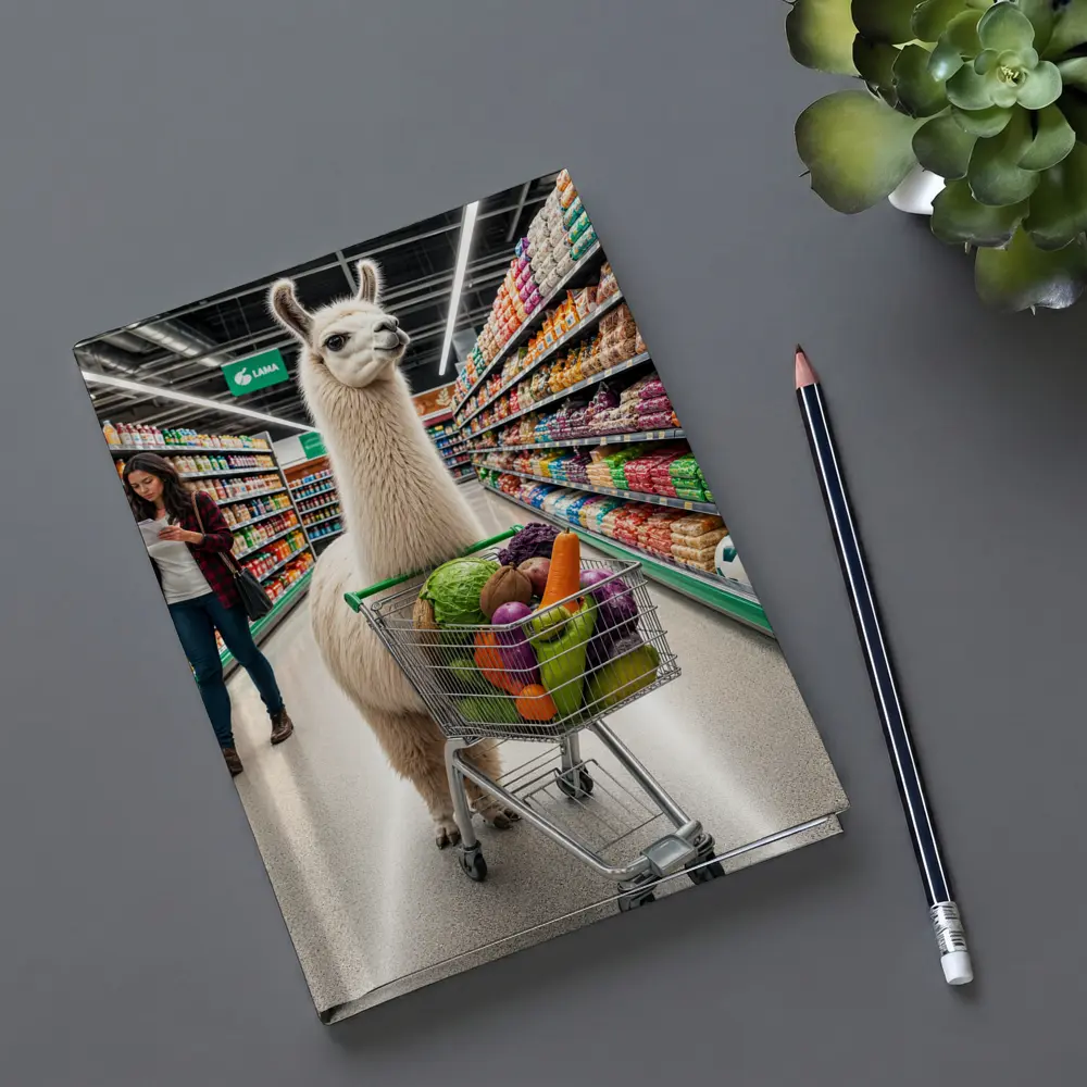 Llama Shopping Cart Grocery Store Aisle – Notebooks
