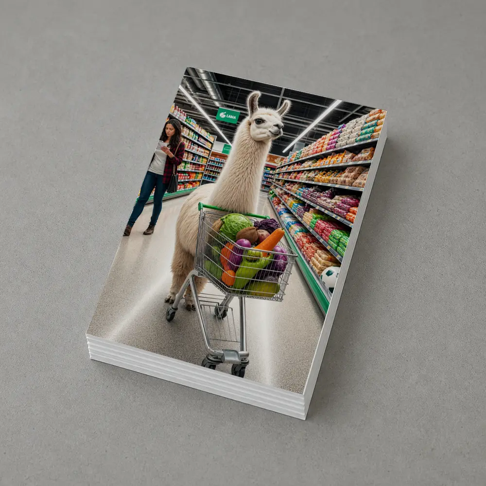 Llama Shopping Cart Grocery Store Aisle – Postcards