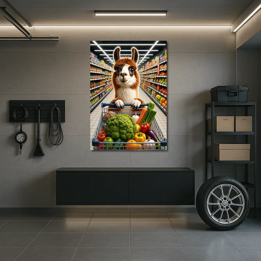 Alpaca Llama Shopping Cart Grocery Store – Wall Art