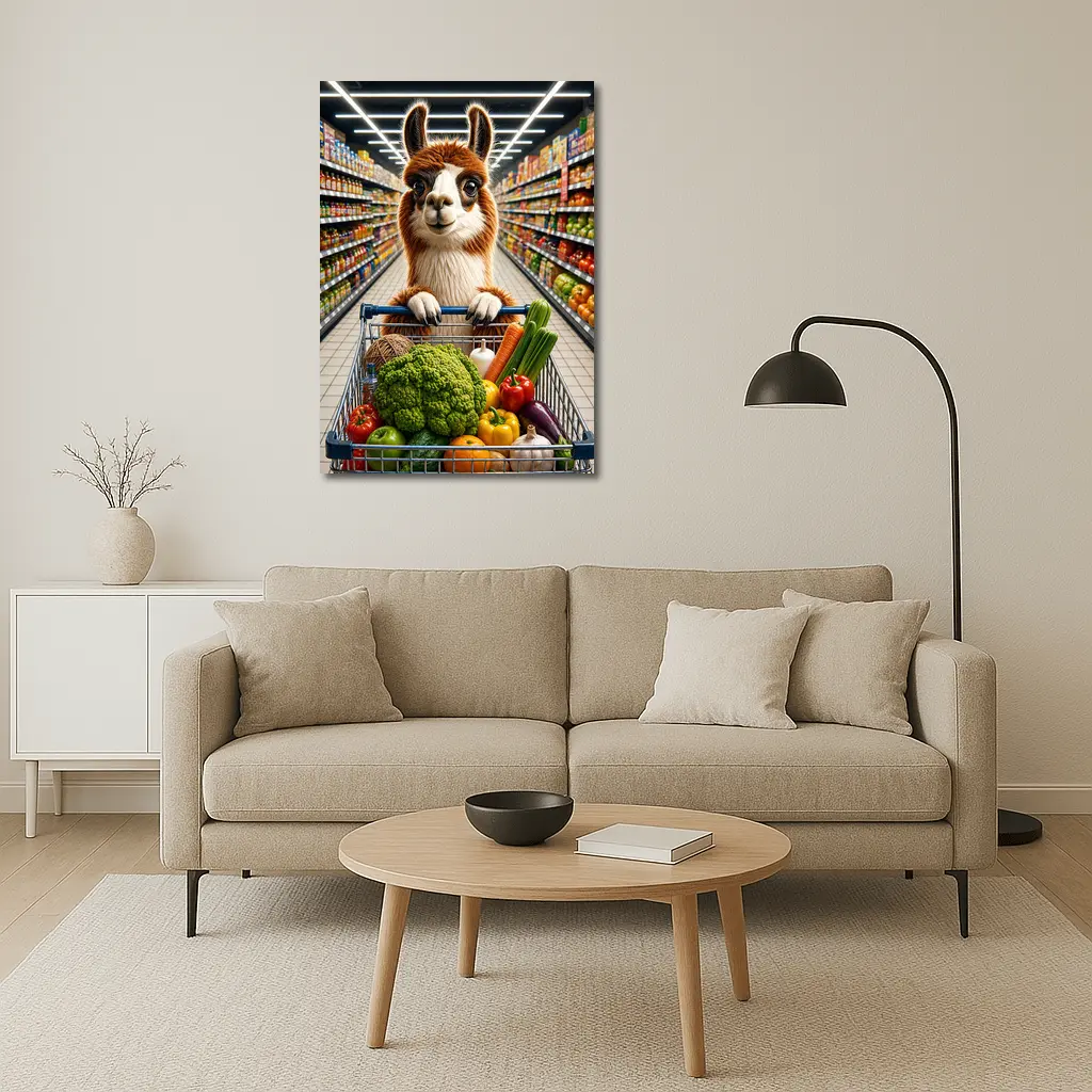 Alpaca Llama Shopping Cart Grocery Store – Wall Art