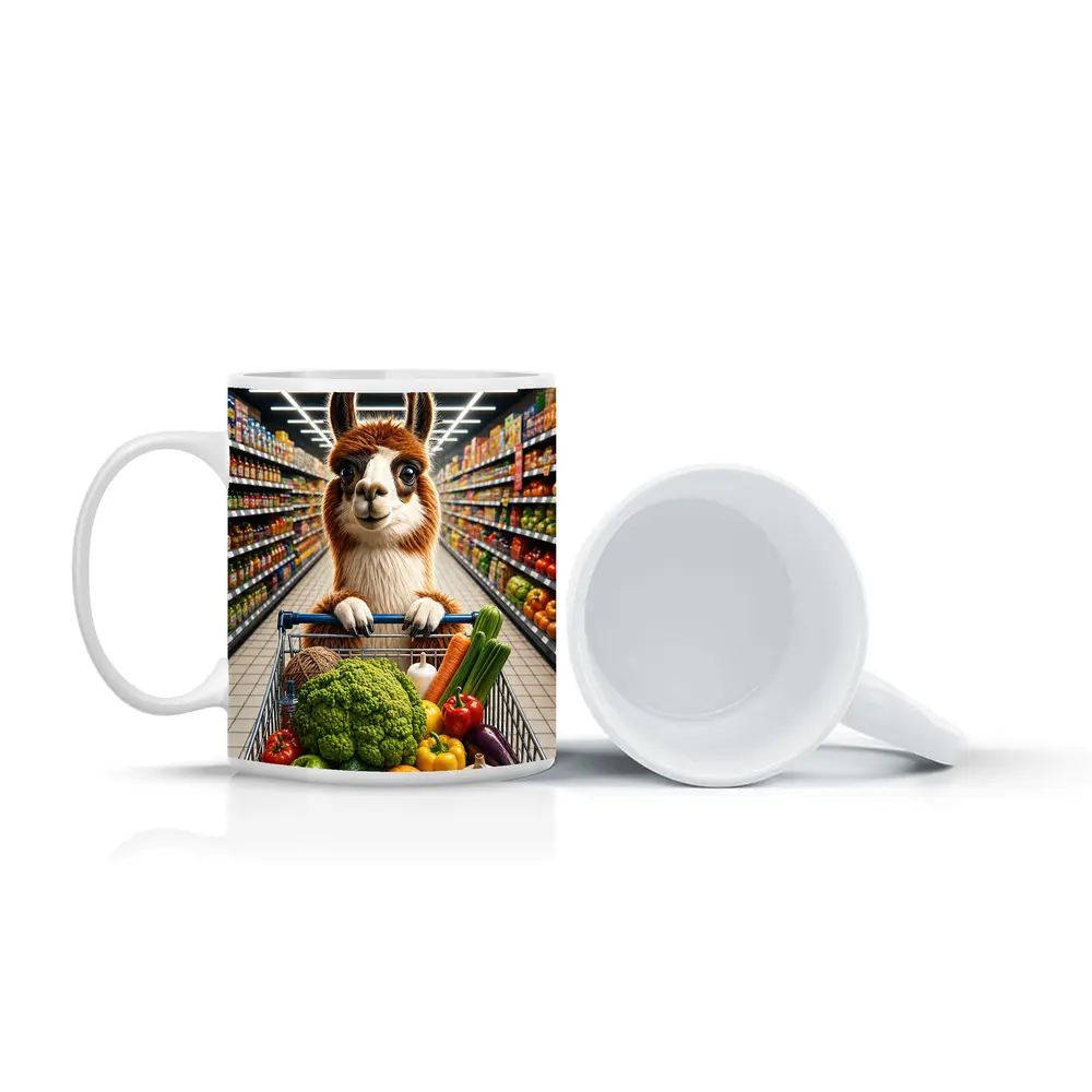 Alpaca Llama Shopping Cart Grocery Store – Mugs