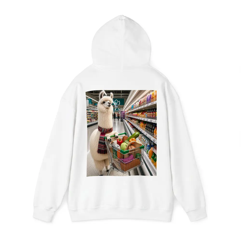 Llama With Scarf Grocery Shopping Supermarket – Hoodies
