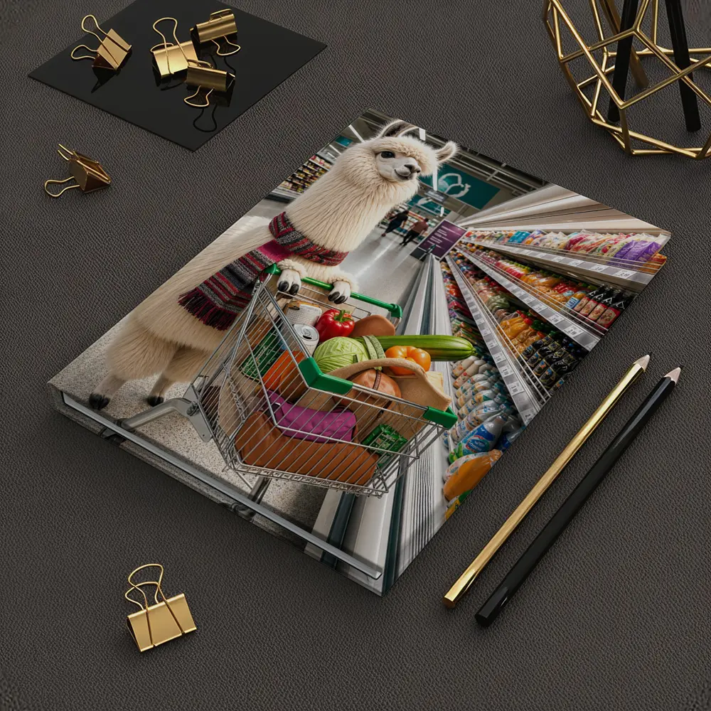 Llama With Scarf Grocery Shopping Supermarket – Notebooks