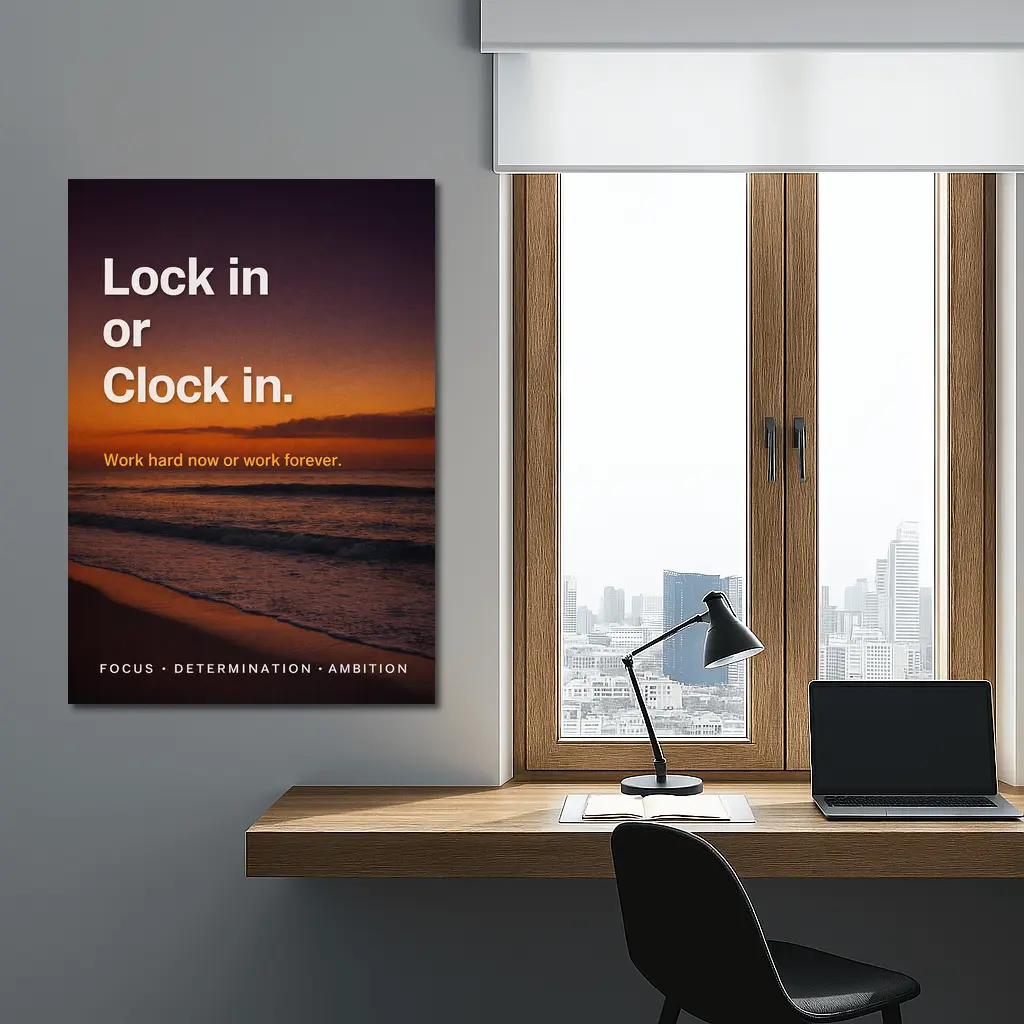 Lock In or Clock In Sunset Beach Quote – Wall Art