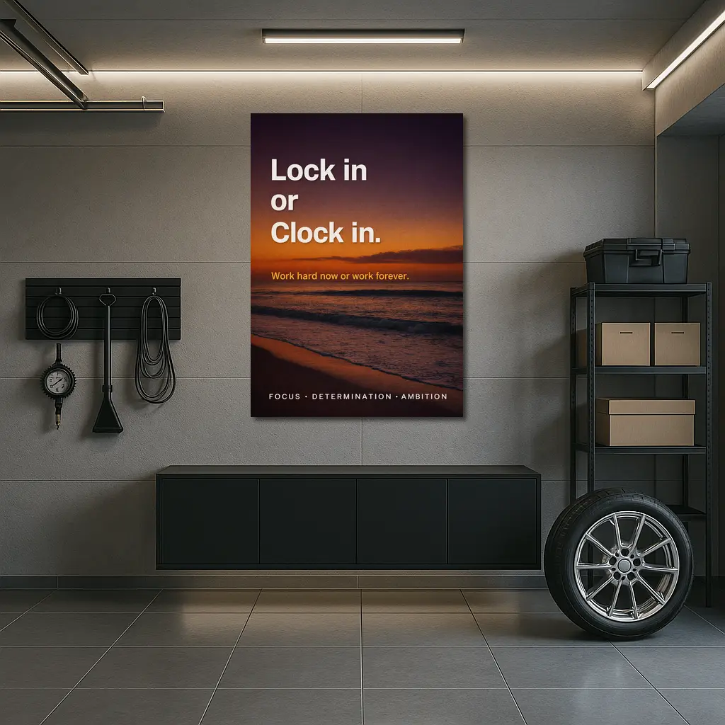 Lock In or Clock In Sunset Beach Quote – Wall Art