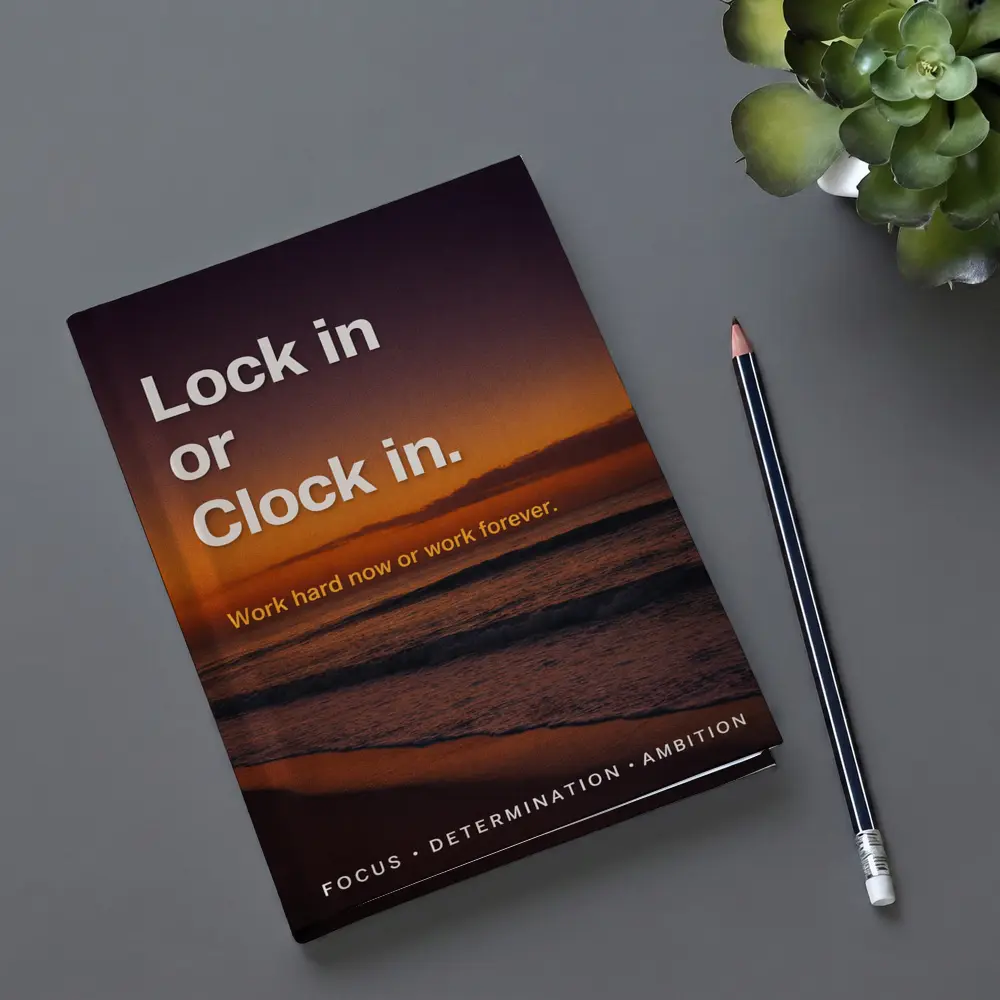 Lock In or Clock In Sunset Beach Quote – Notebooks